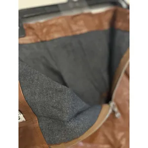 Guanyy Brown Faux Leather Mini Skirt XXL (Fits 32-33) Y2K Panel Moto 17” Length thumbnail 5