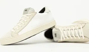 P448 Cream Low Top John Yeti‎ Fur Lace Up Distressed Sneaker thumbnail 1
