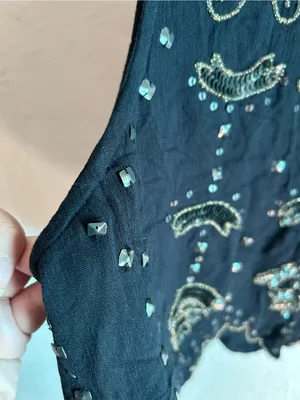 Free People Esther Studded Beaded Crop Tank Top Open Back Boho Festival Medium thumbnail 6