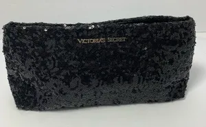 Victoria's Secret Clutch Handbag Sequence Black Snap Bag Make Up‎ Bag thumbnail 1