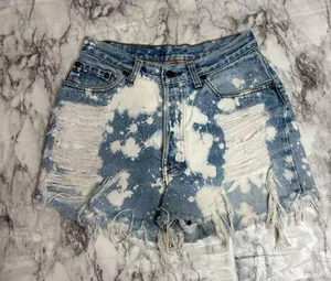 Levi’s distressed bleached high rise denim jean shorts button fly Y2K 90s small thumbnail 1