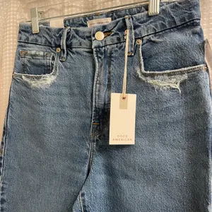 Good American Good Vintage Raw Hem Distressed Pocket Jeans NWT thumbnail 5