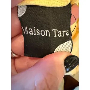 Maison Tara Midi Dress Women 14 Yellow Clip Dot Faux Wrap Puff Sleeve Boho thumbnail 9