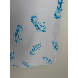 Maeve The Colette Wide Leg Pants Women 27 Blue Lobster Print Linen Blend Cropped thumbnail 5