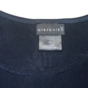 Citiknits | Navy Blue Stretch Velour Tee | 2X thumbnail 2