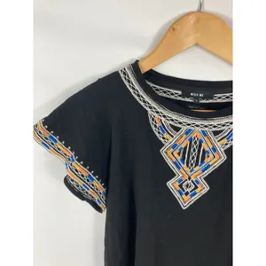 Miss Me Embroidered Beaded Ruffle Short Sleeve Tshirt Size Small thumbnail 2