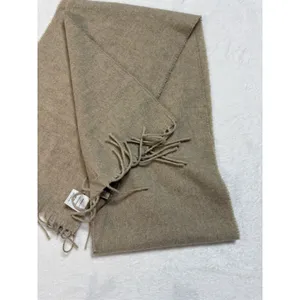 Cristina Chiti 100% Cashmere Scarf Made in Italy Taupe Beige 10x72 Fringe thumbnail 3