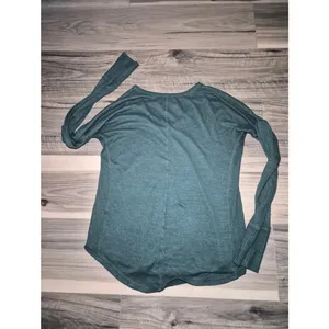 Abercrombie & Fitch Dark Teal V-Neck Long Sleeve Top thumbnail 6