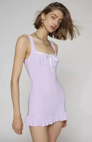 Kimchi Blue Urban Outfitters Sienna Ribbon Mini Dress Medium Coquette Fairy Soft thumbnail 1