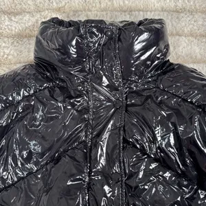 Stoosh Jacket Womens Medium Black Glossy Bubble Coat Cropped Shiny Puffer New thumbnail 5