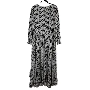 Giffniseti Maxi Dress Sz‎ 1XL Dalmatian Print High-Low Cutout Ruffle Boho thumbnail 2