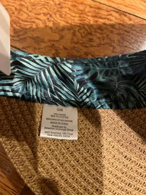 bon voyage STARBOARD NWT Wide Brim Straw Visor Hat with green leave Print Band thumbnail 9