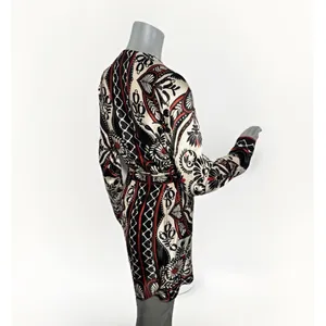FARM RIO Passion Scarf Wrap Mini Dress Women's Size XS Black Printed thumbnail 8