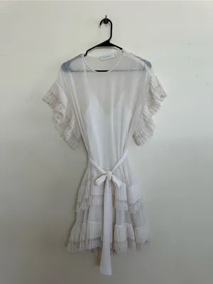 Zimmermann Espionage Pleat Frill Mini Dress Cream Ecru, US 8 Zimmermann size 2 thumbnail 5