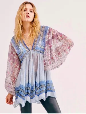 Free People Aliyah Printed Tunic XS thumbnail 1