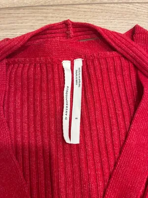 By Anthropologie Women’s V-neck Strappy Cardigan Sweater Red Ribbed Size S thumbnail 4