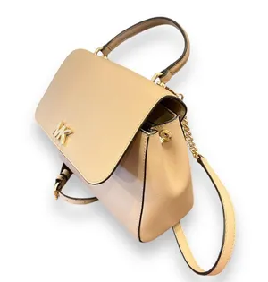 Michael Kors | Mott Beige Leather Top Handle Satchel Crossbody Gold Hardware thumbnail 2