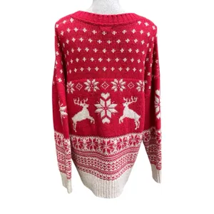Fat Face UK Wool Blend Fair Isle Red Cream Reindeer Ski Resort Sweater Size 18 thumbnail 9