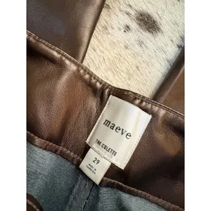 Maeve Colette NEW Brown Faux Leather High Rise Wide Leg Cropped Pants Size 29 thumbnail 4