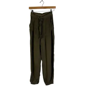 Intermix Lindy Tie Waist Pants Womens 2 Olive Green Cropped Relaxed Quiet Luxury thumbnail 2