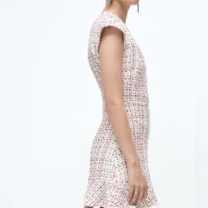 Zara Textured Weave Tweed Dress With Ruffles thumbnail 6