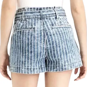American Eagle Outfitters High Rise Tie Belted Striped Jean Shorts Plus Size 14 thumbnail 2