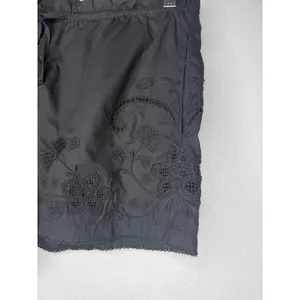 Rag & Bone Black Embroidered Cotton Shorts Elastic Waist Scallop Trim Small thumbnail 3