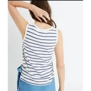 NWT Madewell Blue White Striped‎ Pocket Tank Top Women Sz M OLDSTOCK thumbnail 4