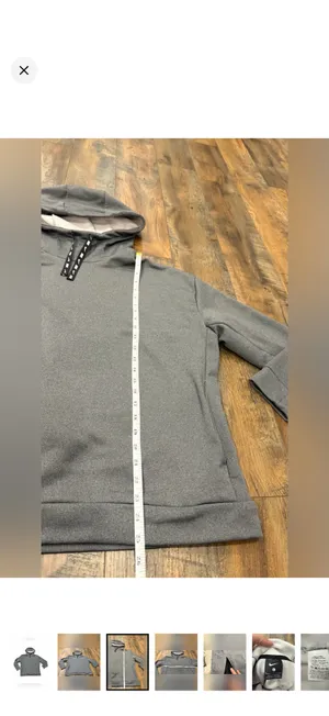 Nike Hoodie Sweatshirt Women’s Size Large Gray Fleece Pullover Side Pockets Logo thumbnail 3