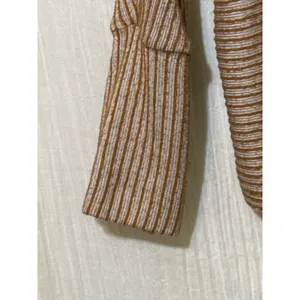 Out From Under Women Rib Sleeve Mock Pullover Stripes Yellow Gold Medium thumbnail 2