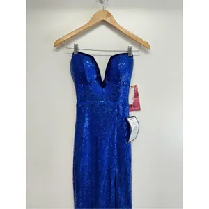 Emerald Sundae Dress XS Strapless Sequin Front Slit Lace‎ Up Mermaid Gown NEW thumbnail 5