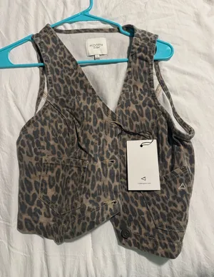 Hidden Jeans cheetah denim vest thumbnail 1