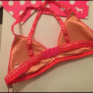 NEW Victoria's Secret Neon Coral Crochet Racerback Large thumbnail 4