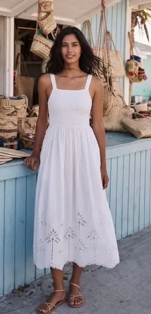 New Marine Layer Selene Embroidered Eyelet Maxi Dress White Size S Pockets thumbnail 1