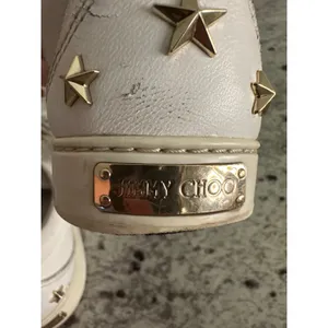 Jimmy Choo White Leather Low Top Gold Star Sneakers Shoes 35.5 5.5 thumbnail 9