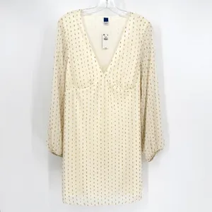 Old Navy Mini Dress Women Large Off-White Gold Metallic Holiday Bridal Boho Chic thumbnail 2