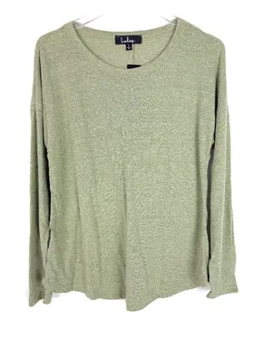 NWT Lulus Heathered Olive Green Long Sleeve T-Shirt Tee Basic Size Small S NEW thumbnail 1