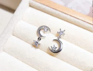 925 Silver Plated Star Moon Dangle Drop Earrings for Women thumbnail 3