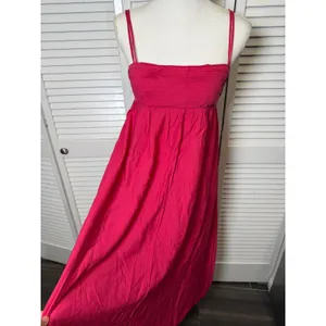 Abercrombie & Fitch Pink Babydoll Crinkle Textured Maxi Dress w/ Pockets Medium thumbnail 4