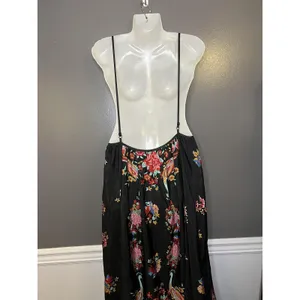 Be Passion Dress Womens Small Black Multicolor Floral Peacock Maxi Boho Sundress thumbnail 8