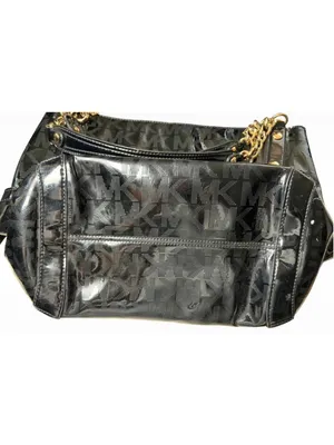 Women's Michael Kors Logo Tote Bag, One Size, Black and Gold thumbnail 2