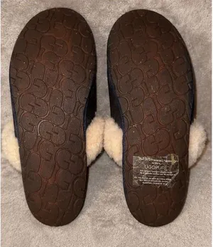 UGG Australia Suede Shearling Lined Slide Slippers Dark Brown Size 8 thumbnail 2
