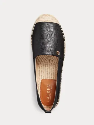 Ralph Lauren Black Leather Espadrille Slip-Ons with Natural Raffia Toe NWOT 6.5 thumbnail 11