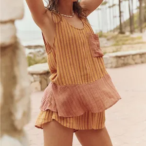 NWOT Free People Annabelle Set in Brown 2Pcs Set Top Bottom Yellow thumbnail 7