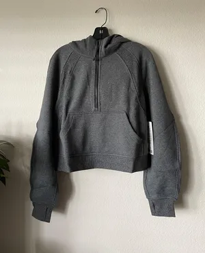 Lululemon scuba oversized half zipper hood sweater NWT. Color in heathered speckled black in original package. Size M/L item coming with one free shopping bag thumbnail 6