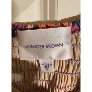 Lavender Brown‎ Floral Flutter Sleeve Tiered Mini Dress Orange Purple XS USA thumbnail 3