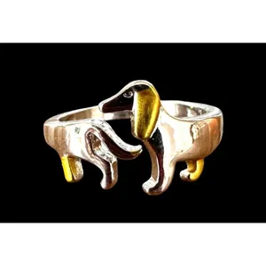 Handmade Dachshund Ring Pinkie Pull Apart Doxie Dog Rescue Metals Weiner Doxie We… thumbnail 6