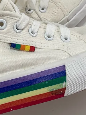 Rainbow Lace Up Sneakers Pride New York & Company Shoes Skater Casual Women 8 thumbnail 7