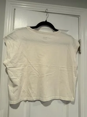 NWOT Madewell Size S Cream Softfade Cotton Sleeveless Crop Muscle Tee Shirt thumbnail 9