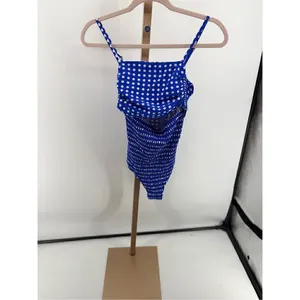 Cupshe Blue Polka Dot One-Piece Swimsuit Cutout Spaghetti Small Retro thumbnail 8
